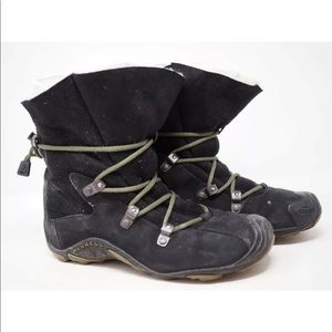 Merrell Black Leather Fur Line Winter Snow Boots Women Sz 5
